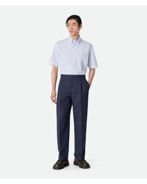 Bottega Veneta Hose Aus Meliertem Wolldrillich - Blau
