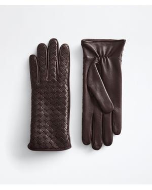 Bottega Veneta Handschuhe Aus Intrecciato Leder - Braun