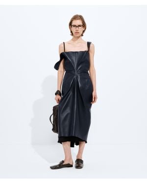 Bottega Veneta Semi Shiny Leather Dress - Blue