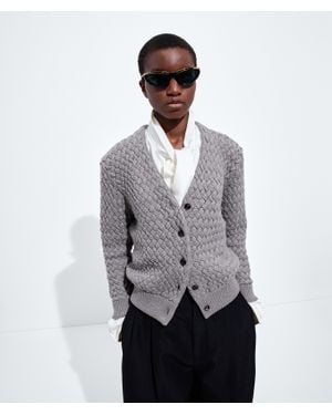 Bottega Veneta Cardigan Aus Intrecciato Wolle - Grau