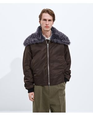 Bottega Veneta Padded Nylon Bomber - Brown