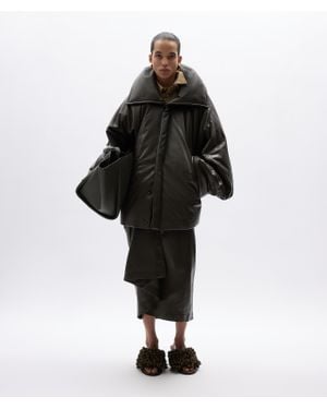 Bottega Veneta Shiny Leather Puffer Jacket - Black