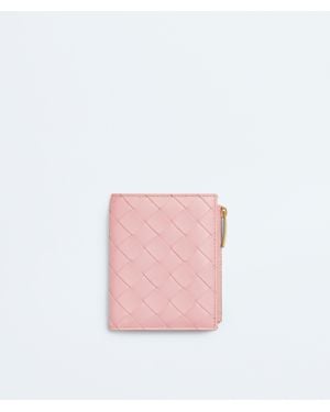 Bottega Veneta Intrecciato Small Bi-Fold Wallet - Pink