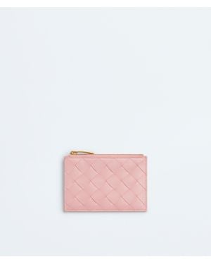 Bottega Veneta Intrecciato Zipped Card Case - Pink