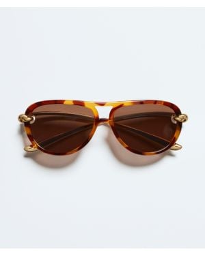 Bottega Veneta Knot Aviator Sunglasses - Brown