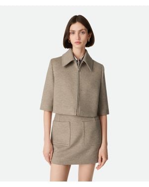Bottega Veneta Wool And Cashmere Cropped Jacket - Brown