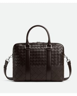 Bottega Veneta Schlanke Intrecciato Aktentasche - Schwarz