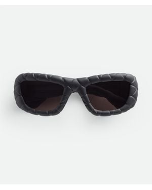 Bottega Veneta Intrecciato Rectangular Sunglasses - Black