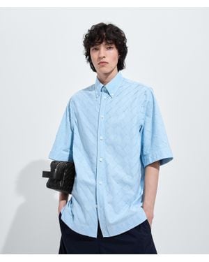 Bottega Veneta Intrecciato Cotton Poplin Shirt - Blue