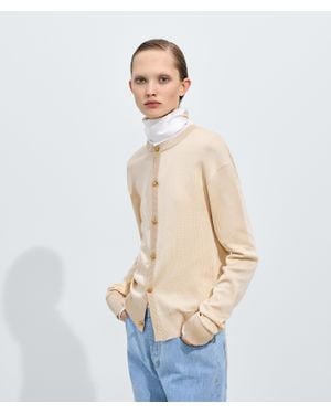 Bottega Veneta Silk Double Knit Cardigan - Natural