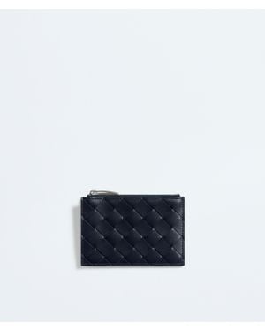 Bottega Veneta Intrecciato Zipped Card Case - Blue