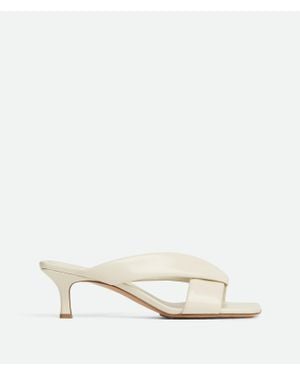 Bottega Veneta Riva Micro Woven Nappa Leather Kitten-Heel Sandals - Natural