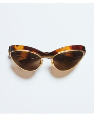 Bottega Veneta Duo Angle Cat Eye Sunglasses - Brown