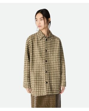 Bottega Veneta Intrecciato Leather And Suede Shirt - Metallic