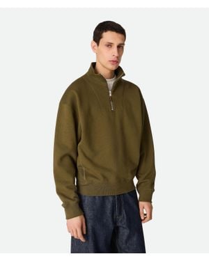Bottega Veneta Cotton Fleece Zip Sweatshirt - Green