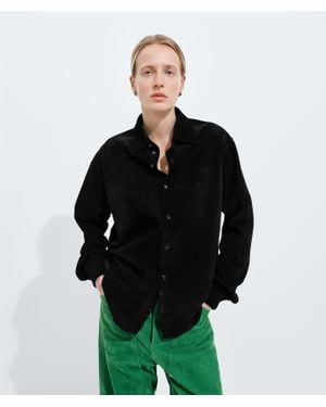 Bottega Veneta Suede Leather Shirt - Black