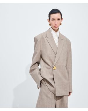 Bottega Veneta Prince Of Wales Wool Jacket - Natural