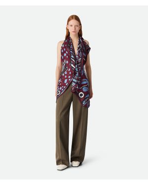 Bottega Veneta Bedrucktes Top Aus Seidentwill - Rot
