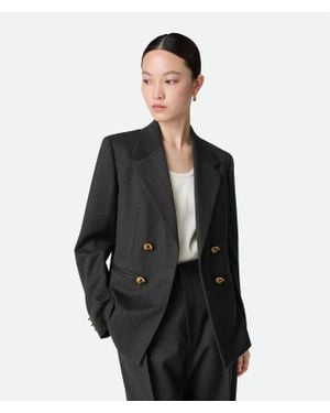 Bottega Veneta Mouline Wool Twill Jacket - Black