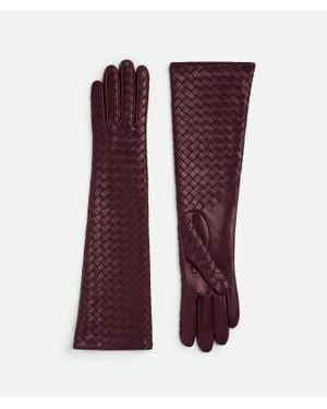 Bottega Veneta Intrecciato Leather Midi Gloves - Purple