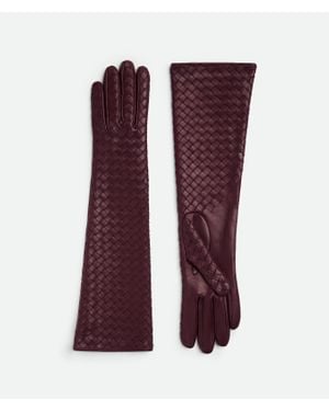 Bottega Veneta Intrecciato Leather Midi Gloves - Purple