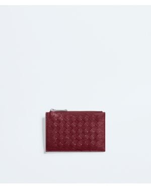 Bottega Veneta Woven Mycelium Zipped Card Case - Red
