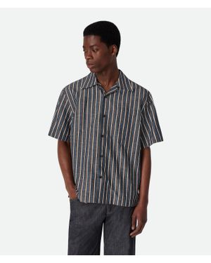 Bottega Veneta Chemise En Coton Et Lin À Rayures - Gris