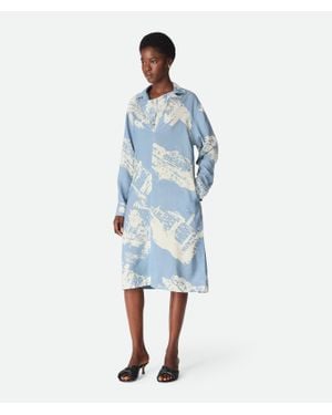 Bottega Veneta Italian Postcard Silk Dress - Blue