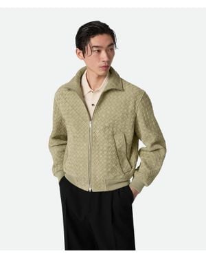 Bottega Veneta Intrecciato Suede Leather Blouson - Green