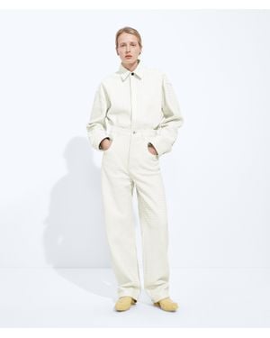 Bottega Veneta Small Intrecciato Leather Trousers - White