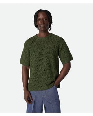 Bottega Veneta Cotton Crochet Knit T-Shirt - Green