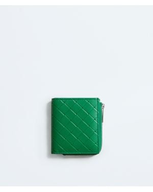 Bottega Veneta Intrecciato Stamp Bi-Fold Wallet - Green