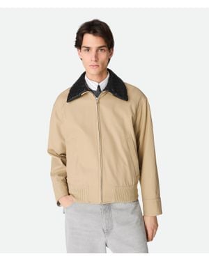 Bottega Veneta Intrecciato Leather-Trimmed Twill Blouson - Natural