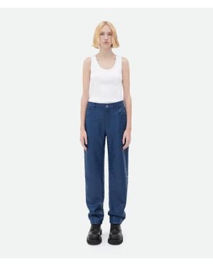 Bottega Veneta Intrecciato Leather Trousers - Blue