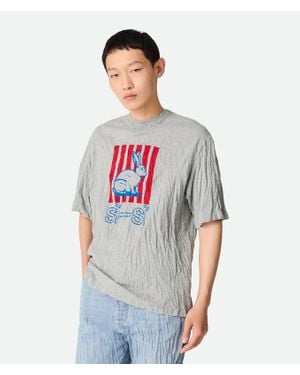 Bottega Veneta Crushed Cotton Si-Si T-Shirt in Gray for Men