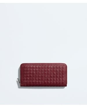 Bottega Veneta Woven Mycelium Zip Around Wallet - Red