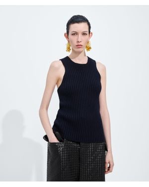 Bottega Veneta Merino Wool Rib Tank Top - Blue