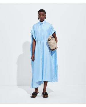 Bottega Veneta Silk Twill Shirt Dress - Blue