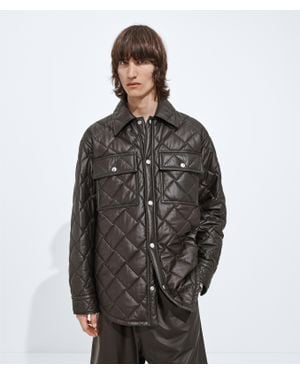 Bottega Veneta Leather Quilted Overshirt - Black