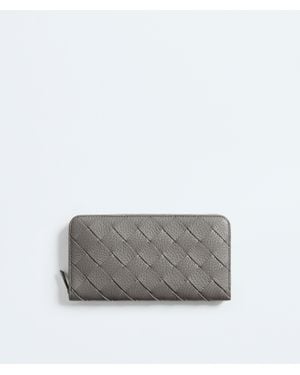 Bottega Veneta Intrecciato Zip Around Wallet - Gray