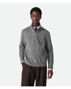 Bottega Veneta Pullover Mit Zip Aus Kompaktem Kaschmir - Grau
