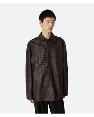 Bottega Veneta Intrecciato Leather Shirt - Black