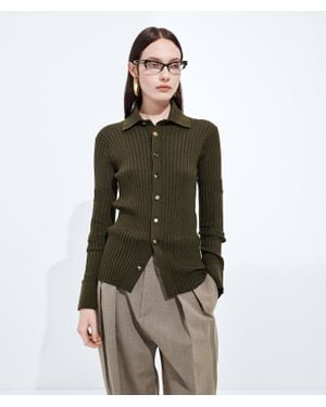 Bottega Veneta Cashmere And Silk Rib Shirt - Green
