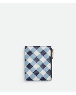 Bottega Veneta Kleines Intrecciato Bi-Fold Portemonnaie - Blau