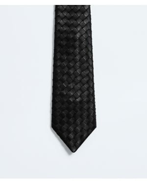 Bottega Veneta Small Intrecciato Leather Tie - Black