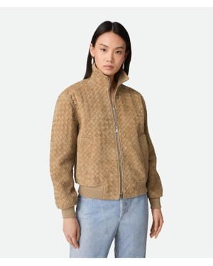 Bottega Veneta Intrecciato Suede Blouson - Natural