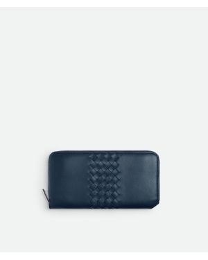 Bottega Veneta Intrecciato Piccolo Zip Around Wallet - Blue