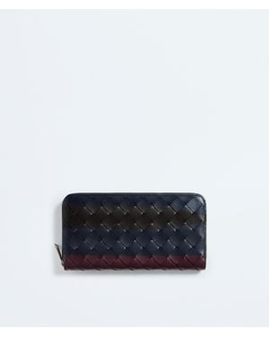 Bottega Veneta Intrecciato Zip Around Wallet - Blue