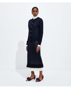 Bottega Veneta Silk Double Knit Skirt - Blue