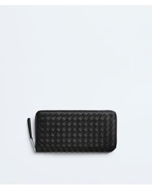 Bottega Veneta Intrecciato Piccolo Zip Around Wallet - Black